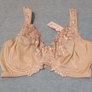 NWT - TELIMUSSTO Bra Women's 38G Nude Beige Floral Lace Underwire Soft Cup